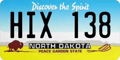 ND license plate HIX138