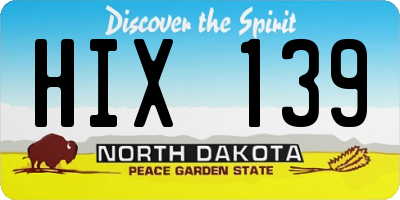 ND license plate HIX139