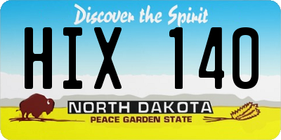 ND license plate HIX140