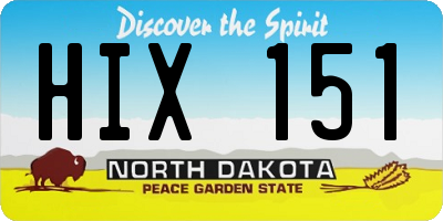 ND license plate HIX151