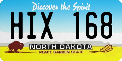 ND license plate HIX168