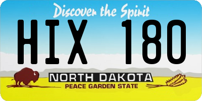 ND license plate HIX180