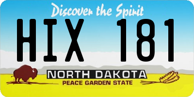 ND license plate HIX181