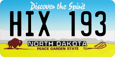 ND license plate HIX193
