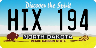 ND license plate HIX194