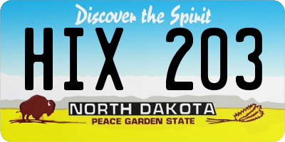 ND license plate HIX203