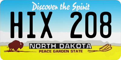 ND license plate HIX208
