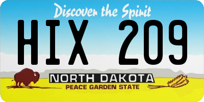ND license plate HIX209