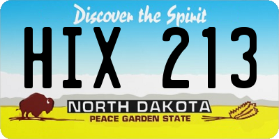 ND license plate HIX213