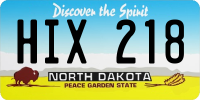 ND license plate HIX218