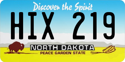 ND license plate HIX219