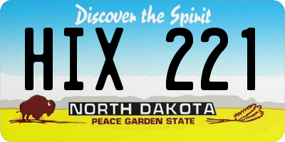 ND license plate HIX221