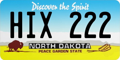ND license plate HIX222