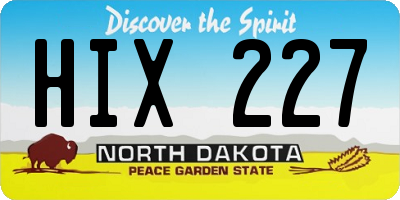 ND license plate HIX227