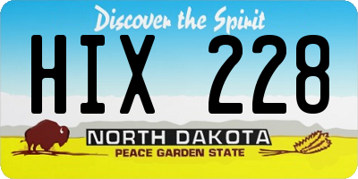 ND license plate HIX228