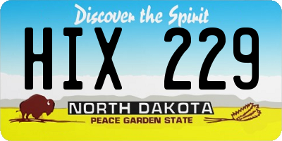 ND license plate HIX229