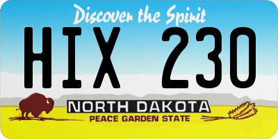 ND license plate HIX230