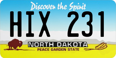 ND license plate HIX231