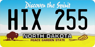 ND license plate HIX255