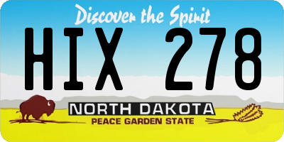 ND license plate HIX278