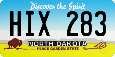 ND license plate HIX283