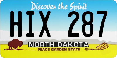 ND license plate HIX287