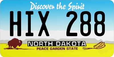 ND license plate HIX288