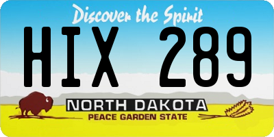 ND license plate HIX289