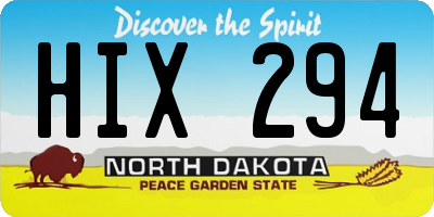 ND license plate HIX294