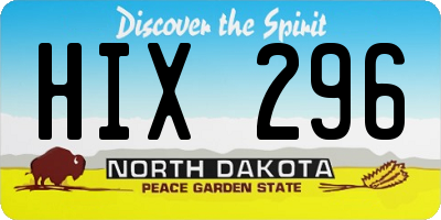 ND license plate HIX296