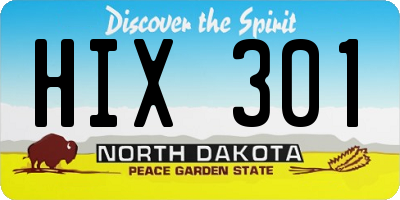 ND license plate HIX301