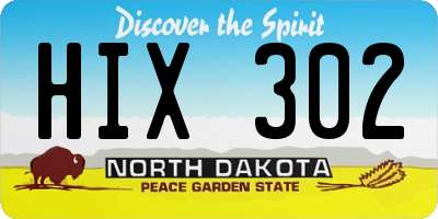 ND license plate HIX302