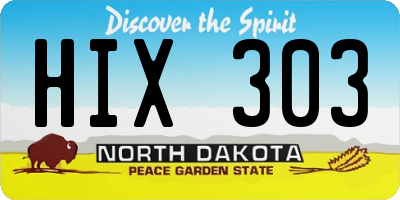 ND license plate HIX303