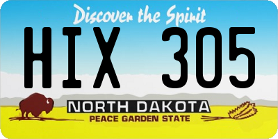 ND license plate HIX305