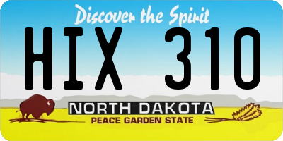 ND license plate HIX310