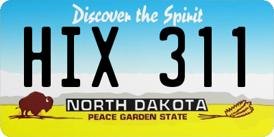 ND license plate HIX311