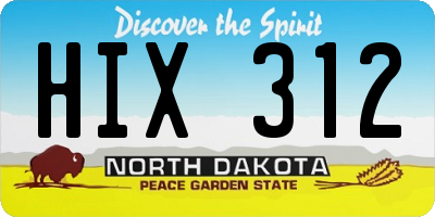 ND license plate HIX312