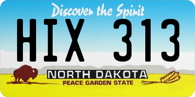 ND license plate HIX313