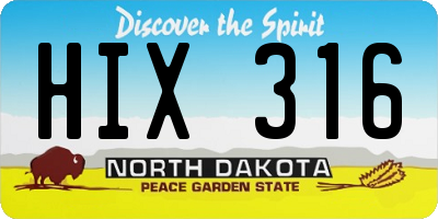 ND license plate HIX316