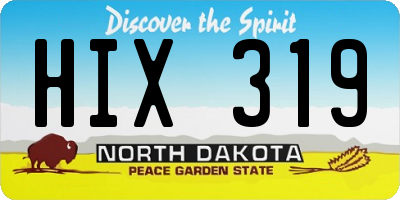 ND license plate HIX319