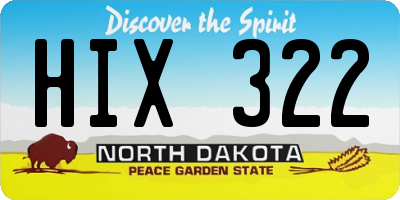 ND license plate HIX322