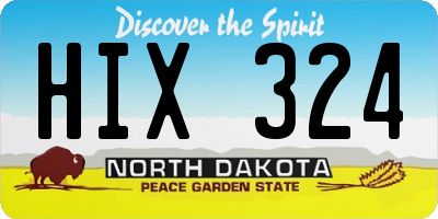 ND license plate HIX324