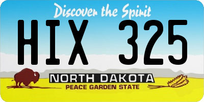 ND license plate HIX325