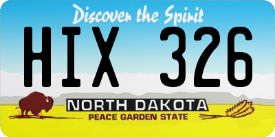 ND license plate HIX326