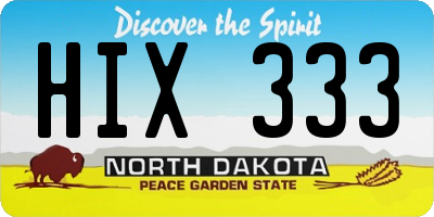 ND license plate HIX333