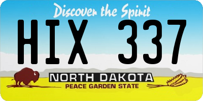 ND license plate HIX337