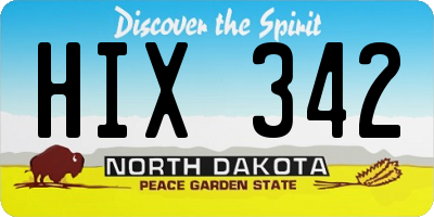 ND license plate HIX342