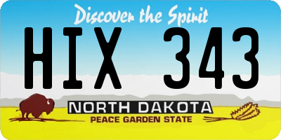 ND license plate HIX343