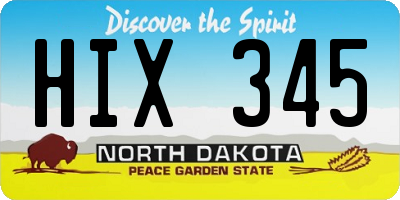 ND license plate HIX345