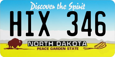 ND license plate HIX346